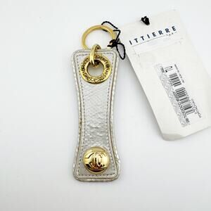 Vintage Just Cavalli Leather Keychain Gold Logo Key Ring Made in Italy